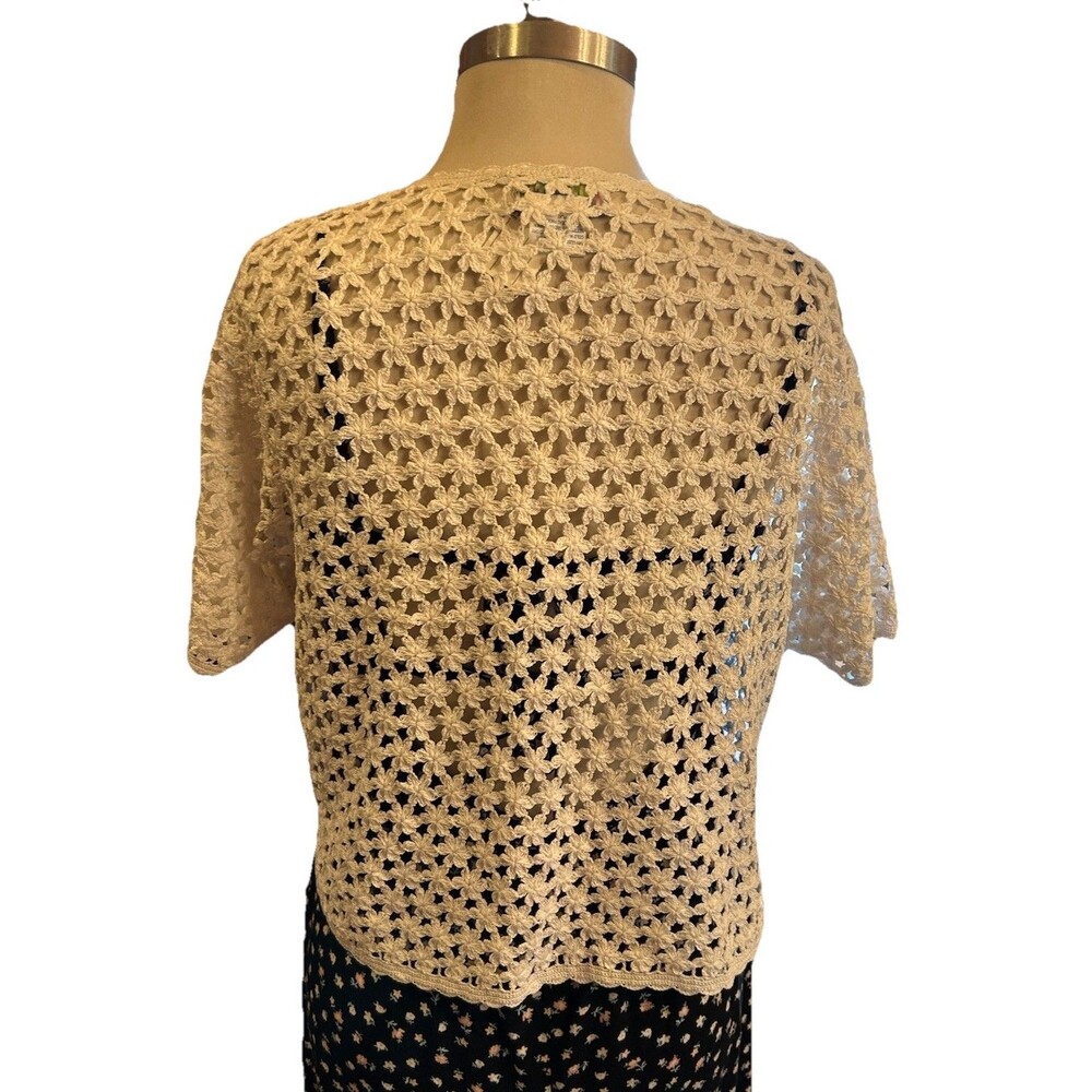 Vintage April Cornell Crochet Sweater Cardigan Sz Medium Cottagecore Dainty Boho - Picture 5 of 12